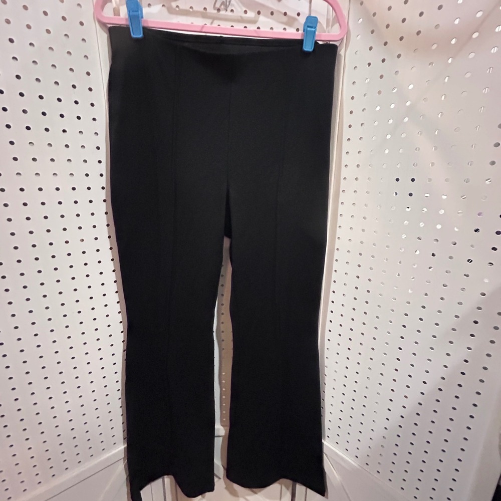 A New Day Flare Leg Pants Women Size L Black NWT High Rise Elastic Waist Stretch